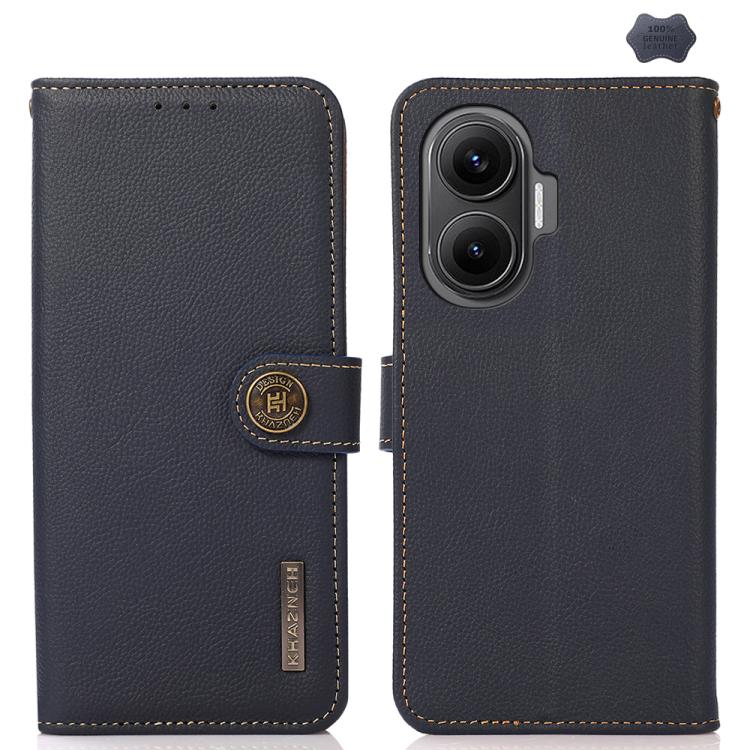 KHAZNEH Custer Texture RFID Genuine Leather Phone Case