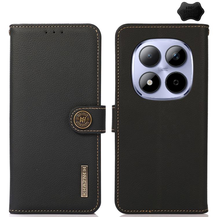 KHAZNEH Custer Texture RFID Genuine Leather Phone Case, For Redmi A7 Pro 171mm / Poco C85x 5G, For Redmi Turbo 5 Max / Poco X8 Pro Max, For Redmi Turbo 5 5G / Poco X8 Pro 5G, For Redmi Note 15 Pro+ 5G Global 163.3mm, For Redmi Note 15 5G Global 164mm  ...