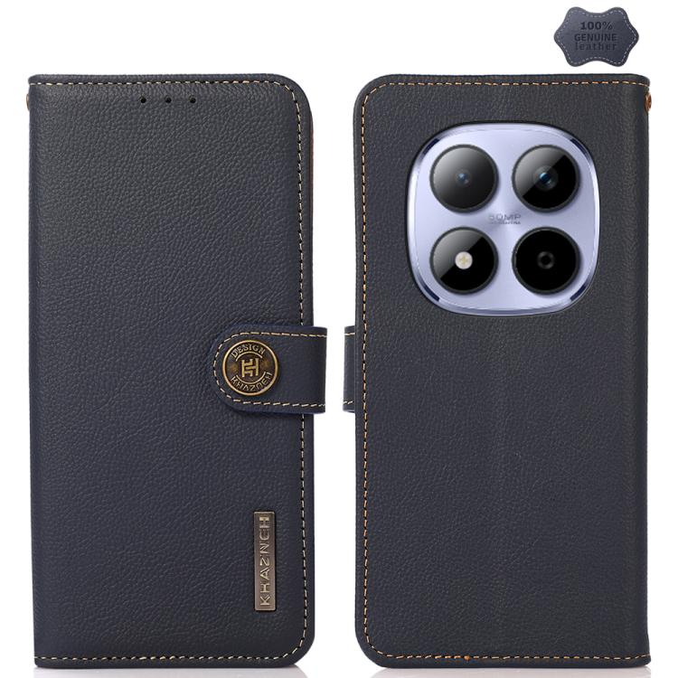 KHAZNEH Custer Texture RFID Genuine Leather Phone Case, For Redmi A7 Pro 171mm / Poco C85x 5G, For Redmi Turbo 5 Max / Poco X8 Pro Max, For Redmi Turbo 5 5G / Poco X8 Pro 5G, For Redmi Note 15 Pro+ 5G Global 163.3mm, For Redmi Note 15 5G Global 164mm  ...