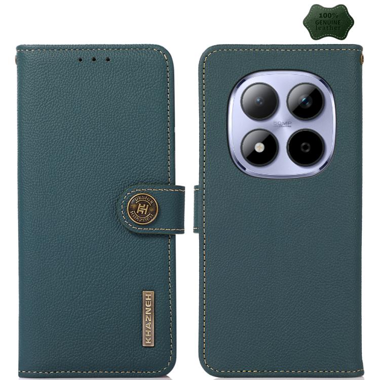 KHAZNEH Custer Texture RFID Genuine Leather Phone Case, For Redmi A7 Pro 171mm / Poco C85x 5G, For Redmi Turbo 5 Max / Poco X8 Pro Max, For Redmi Turbo 5 5G / Poco X8 Pro 5G, For Redmi Note 15 Pro+ 5G Global 163.3mm, For Redmi Note 15 5G Global 164mm  ...