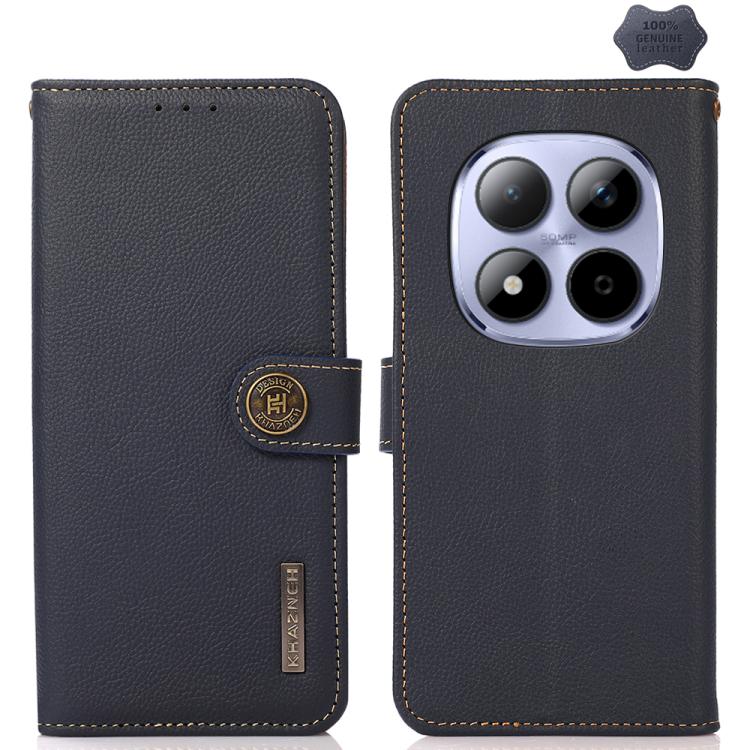 KHAZNEH Custer Texture RFID Genuine Leather Phone Case, For Redmi Note 15 Pro+ 5G Global 163.3mm, For Redmi Note 15 5G Global 164mm, For Redmi K90 Pro Max/Poco F8 Ultra, For Redmi Note 15 Pro 4G Global 163.2mm, For Redmi K90/Poco F8 Pro