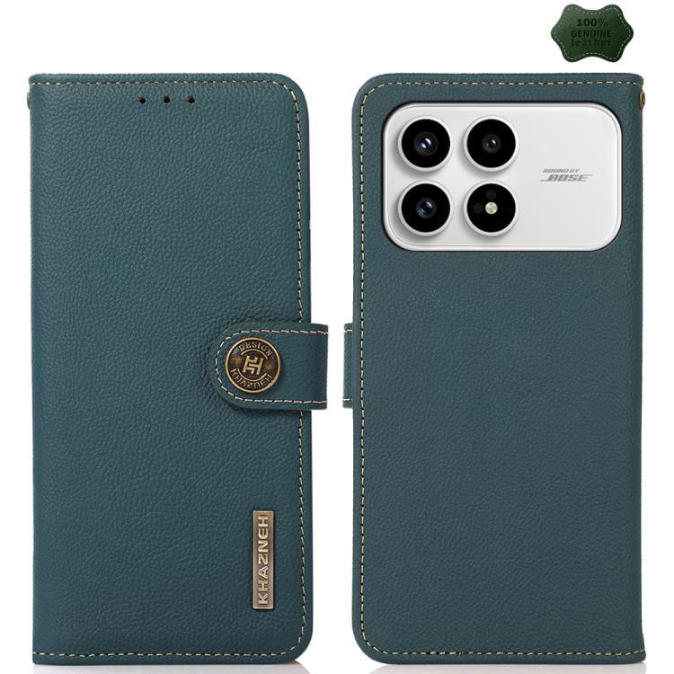 KHAZNEH Custer Texture RFID Genuine Leather Phone Case