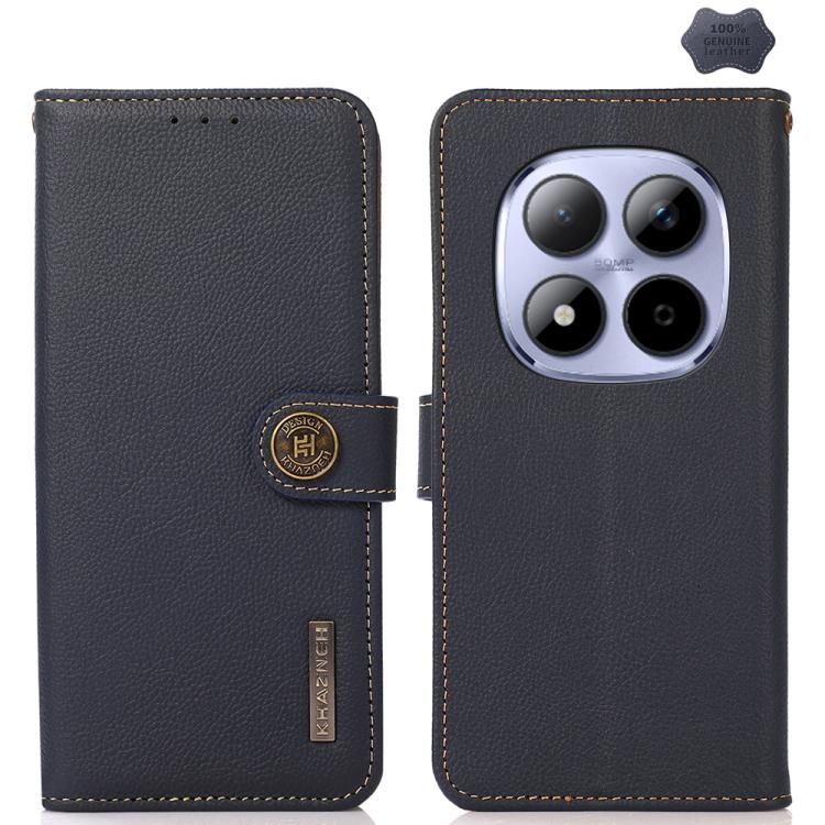 KHAZNEH Custer Texture RFID Genuine Leather Phone Case, For Redmi A7 Pro 171mm / Poco C85x 5G, For Redmi Turbo 5 Max / Poco X8 Pro Max, For Redmi Turbo 5 5G / Poco X8 Pro 5G, For Redmi Note 15 Pro+ 5G Global 163.3mm, For Redmi Note 15 5G Global 164mm  ...