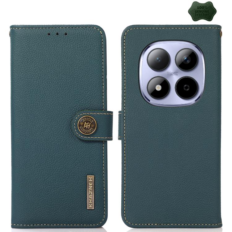 KHAZNEH Custer Texture RFID Genuine Leather Phone Case, For Redmi A7 Pro 171mm / Poco C85x 5G, For Redmi Turbo 5 Max / Poco X8 Pro Max, For Redmi Turbo 5 5G / Poco X8 Pro 5G, For Redmi Note 15 Pro+ 5G Global 163.3mm, For Redmi Note 15 5G Global 164mm  ...