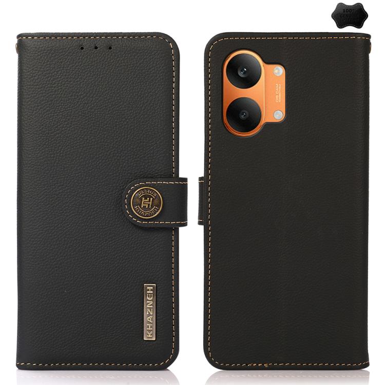 KHAZNEH Custer Texture RFID Genuine Leather Phone Case, For Redmi Note 17 4G Global 169.7mm, For Redmi Note 17 Pro+ 5G Global 163.4mm, For Redmi Note 17 Pro 5G Global 163.5mm, For Redmi K100 Pro Max/Poco F9 Ultra 5G, For Redmi K100 Pro 5G/Poco F9 Pro 5...