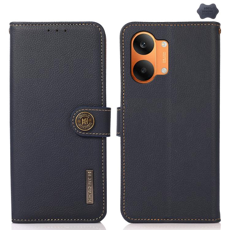 KHAZNEH Custer Texture RFID Genuine Leather Phone Case, For Redmi Note 17 4G Global 169.7mm, For Redmi Note 17 Pro+ 5G Global 163.4mm, For Redmi Note 17 Pro 5G Global 163.5mm, For Redmi K100 Pro Max/Poco F9 Ultra 5G, For Redmi K100 Pro 5G/Poco F9 Pro 5...