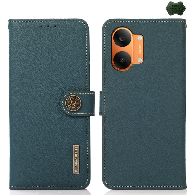 KHAZNEH Custer Texture RFID Genuine Leather Phone Case, For Redmi Note 17 4G Global 169.7mm, For Redmi Note 17 Pro+ 5G Global 163.4mm, For Redmi Note 17 Pro 5G Global 163.5mm, For Redmi K100 Pro Max/Poco F9 Ultra 5G, For Redmi K100 Pro 5G/Poco F9 Pro 5...