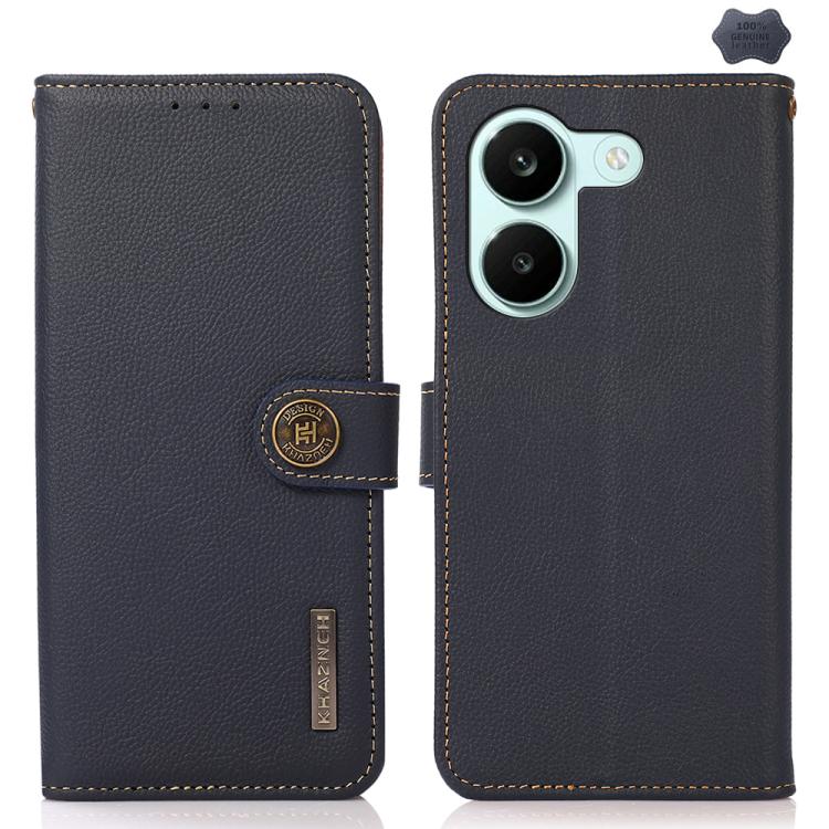 KHAZNEH Custer Texture RFID Genuine Leather Phone Case, For Redmi Note 17 4G Global 169.7mm, For Redmi Note 17 Pro+ 5G Global 163.4mm, For Redmi Note 17 Pro 5G Global 163.5mm, For Redmi K100 Pro Max/Poco F9 Ultra 5G, For Redmi K100 Pro 5G/Poco F9 Pro 5...