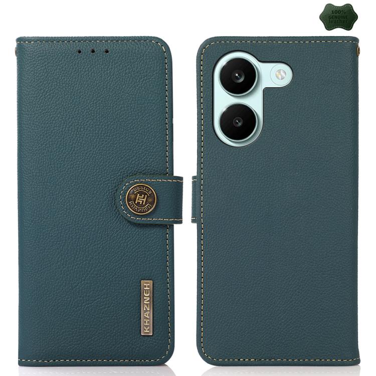 KHAZNEH Custer Texture RFID Genuine Leather Phone Case, For Redmi Note 17 4G Global 169.7mm, For Redmi Note 17 Pro+ 5G Global 163.4mm, For Redmi Note 17 Pro 5G Global 163.5mm, For Redmi K100 Pro Max/Poco F9 Ultra 5G, For Redmi K100 Pro 5G/Poco F9 Pro 5...