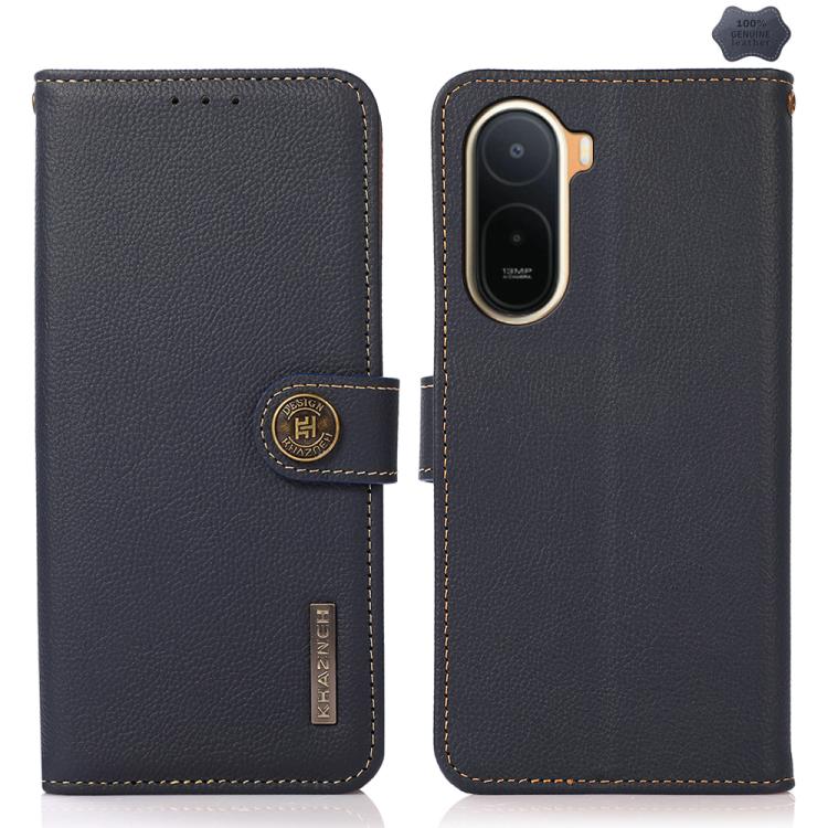 KHAZNEH Custer Texture RFID Genuine Leather Phone Case, For Redmi Note 17 4G Global 169.7mm, For Redmi Note 17 Pro+ 5G Global 163.4mm, For Redmi Note 17 Pro 5G Global 163.5mm, For Redmi K100 Pro Max/Poco F9 Ultra 5G, For Redmi K100 Pro 5G/Poco F9 Pro 5...