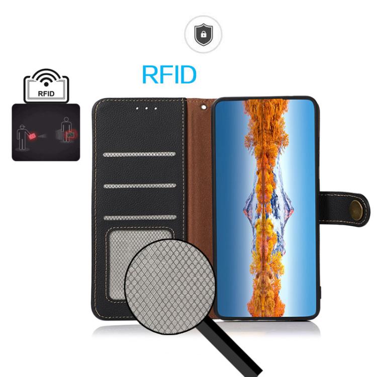 KHAZNEH Custer Texture RFID Genuine Leather Phone Case, For Redmi Note 17 4G Global 169.7mm, For Redmi Note 17 Pro+ 5G Global 163.4mm, For Redmi Note 17 Pro 5G Global 163.5mm, For Redmi K100 Pro Max/Poco F9 Ultra 5G, For Redmi K100 Pro 5G/Poco F9 Pro 5...