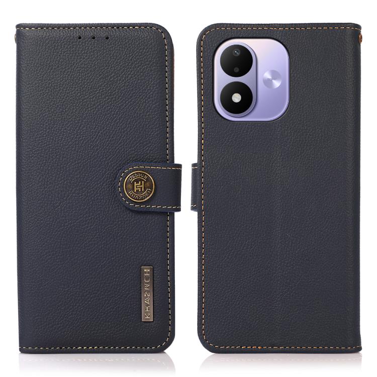 KHAZNEH Custer Texture RFID Genuine Leather Phone Case, For Redmi Note 17 4G Global 169.7mm, For Redmi Note 17 Pro+ 5G Global 163.4mm, For Redmi Note 17 Pro 5G Global 163.5mm, For Redmi K100 Pro Max/Poco F9 Ultra 5G, For Redmi K100 Pro 5G/Poco F9 Pro 5...