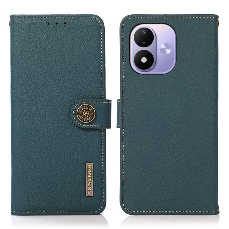 KHAZNEH Custer Texture RFID Genuine Leather Phone Case, For Redmi Note 17 4G Global 169.7mm, For Redmi Note 17 Pro+ 5G Global 163.4mm, For Redmi Note 17 Pro 5G Global 163.5mm, For Redmi K100 Pro Max/Poco F9 Ultra 5G, For Redmi K100 Pro 5G/Poco F9 Pro 5...