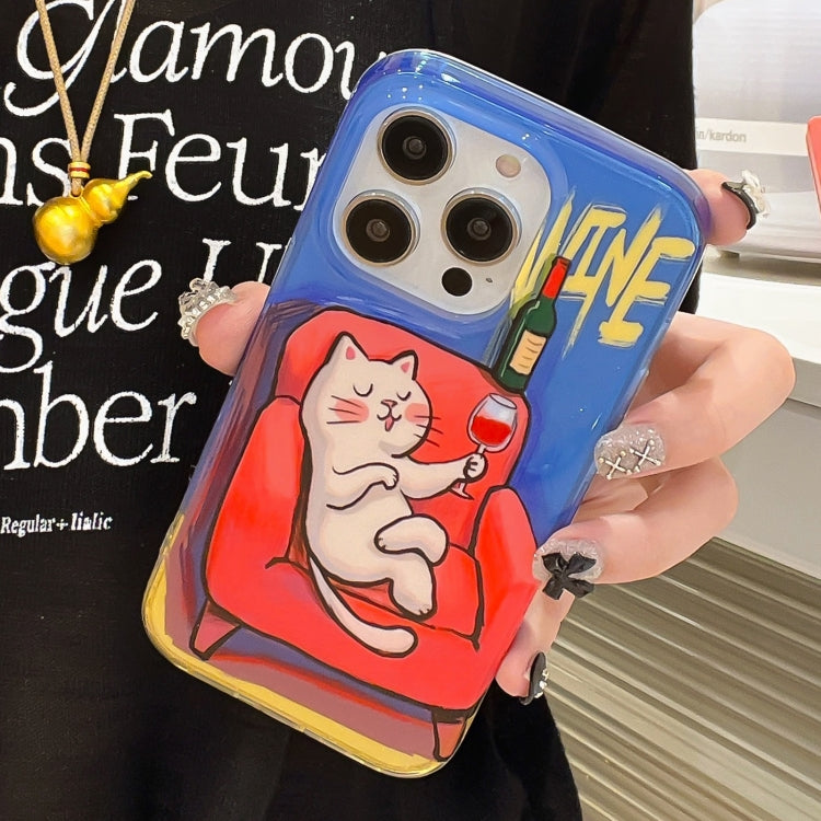 Illustration Graffiti Cat Pattern Double Layer LMD Phone Case, For iPhone 15 Pro Max, For iPhone 15 Pro, For iPhone 15, For iPhone 14, For iPhone 14 Pro, For iPhone 14 Pro Max, For iPhone 13