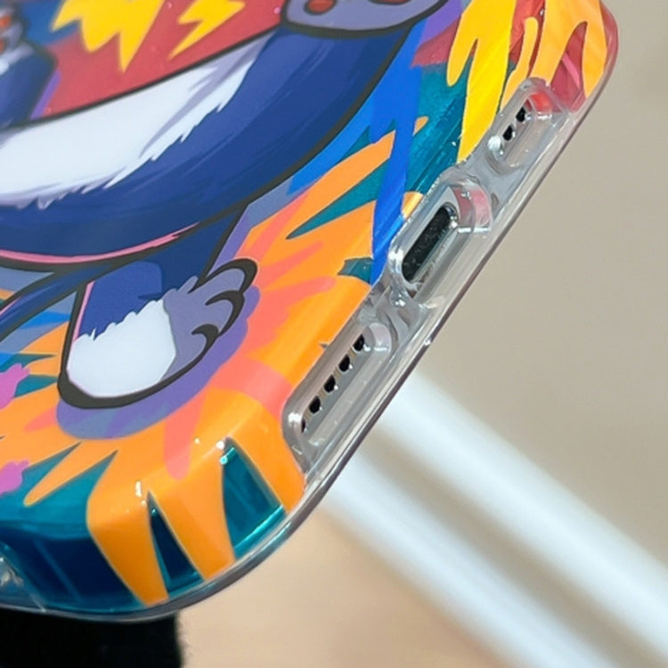 Illustration Graffiti Cat Pattern Double Layer LMD Phone Case, For iPhone 15 Pro Max, For iPhone 15 Pro, For iPhone 15, For iPhone 14, For iPhone 14 Pro, For iPhone 14 Pro Max, For iPhone 13