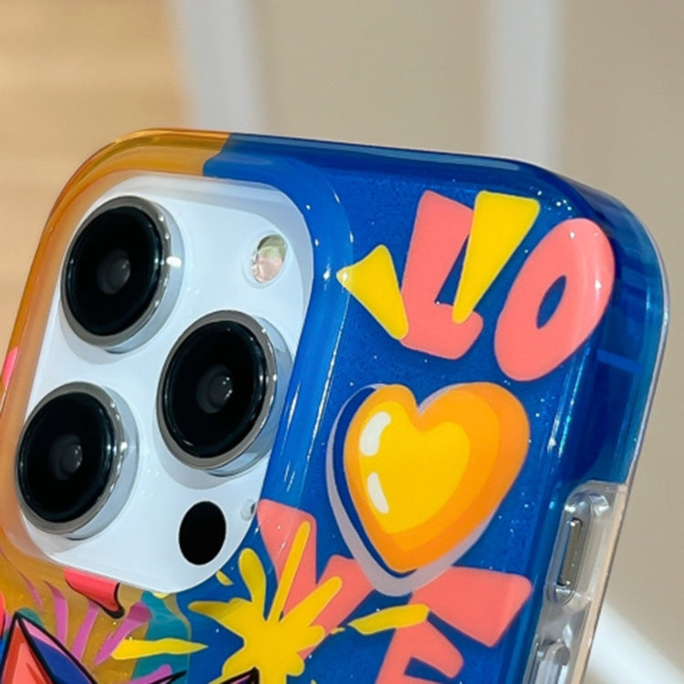 Illustration Graffiti Cat Pattern Double Layer LMD Phone Case, For iPhone 15 Pro Max, For iPhone 15 Pro, For iPhone 15, For iPhone 14, For iPhone 14 Pro, For iPhone 14 Pro Max, For iPhone 13