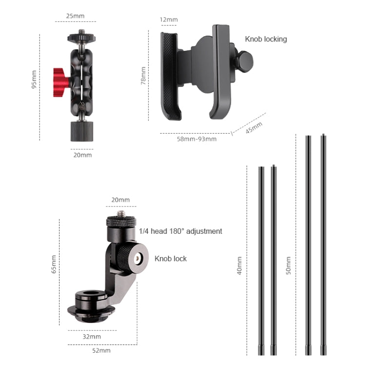 Bicycle Handlebar Holder, Pea Clip Phone Clamp Set, Pea Clip Phone Clamp 40cm Rod Set, Pea Clip Phone Clamp 50cm Rod Set, Pea Clip Adapter 40cm Rod Set, Pea Clip Adapter 50cm Rod Set, Pea Clip Adapter Set, Stem Bracket 40cm Rod Set���������������������...