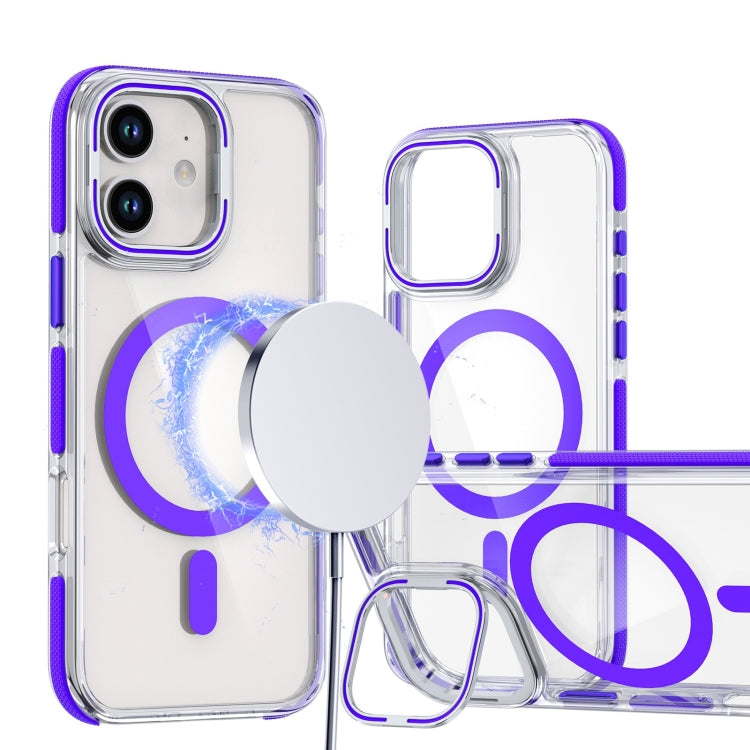 Dual-Color Clear Acrylic Hybrid TPU Lens Flip Holder MagSafe Phone Case, For iPhone 13 Pro Max, For iPhone 13 Pro, For iPhone 12 / 12 Pro