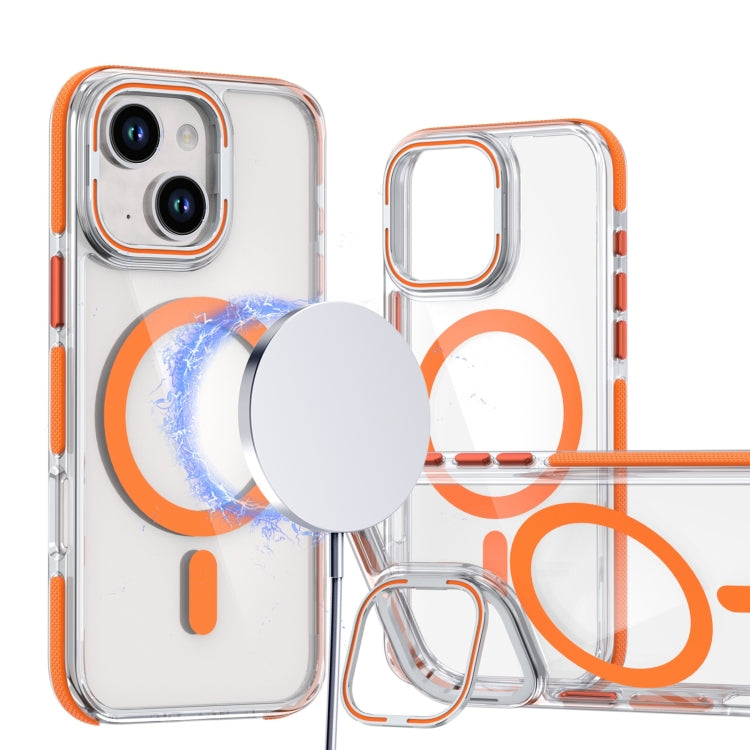 Dual-Color Clear Acrylic Hybrid TPU Lens Flip Holder MagSafe Phone Case, For iPhone 13 / 14, For iPhone 14 Pro, For iPhone 14 Pro Max