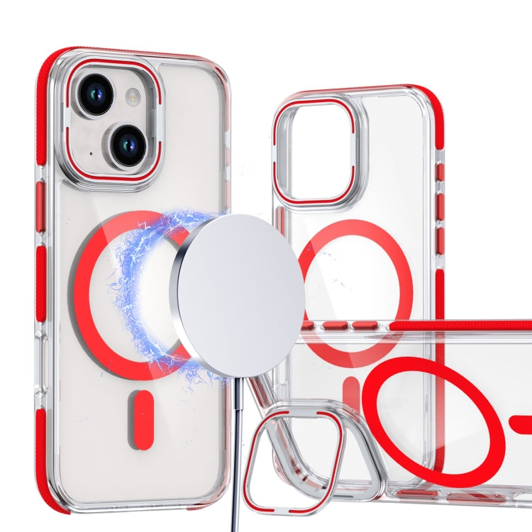 Dual-Color Clear Acrylic Hybrid TPU Lens Flip Holder MagSafe Phone Case, For iPhone 13 / 14, For iPhone 14 Pro, For iPhone 14 Pro Max