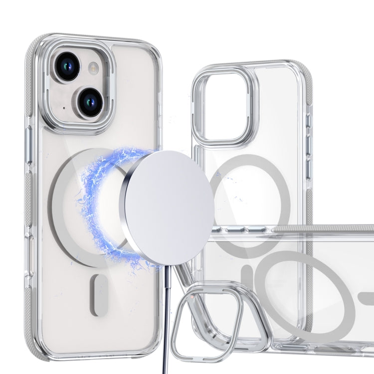 Dual-Color Clear Acrylic Hybrid TPU Lens Flip Holder MagSafe Phone Case, For iPhone 13 / 14, For iPhone 14 Pro, For iPhone 14 Pro Max