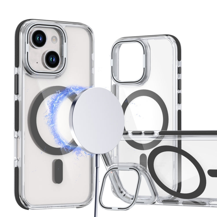Dual-Color Clear Acrylic Hybrid TPU Lens Flip Holder MagSafe Phone Case, For iPhone 13 / 14, For iPhone 14 Pro, For iPhone 14 Pro Max