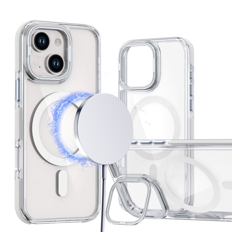 Dual-Color Clear Acrylic Hybrid TPU Lens Flip Holder MagSafe Phone Case, For iPhone 13 / 14, For iPhone 14 Pro, For iPhone 14 Pro Max