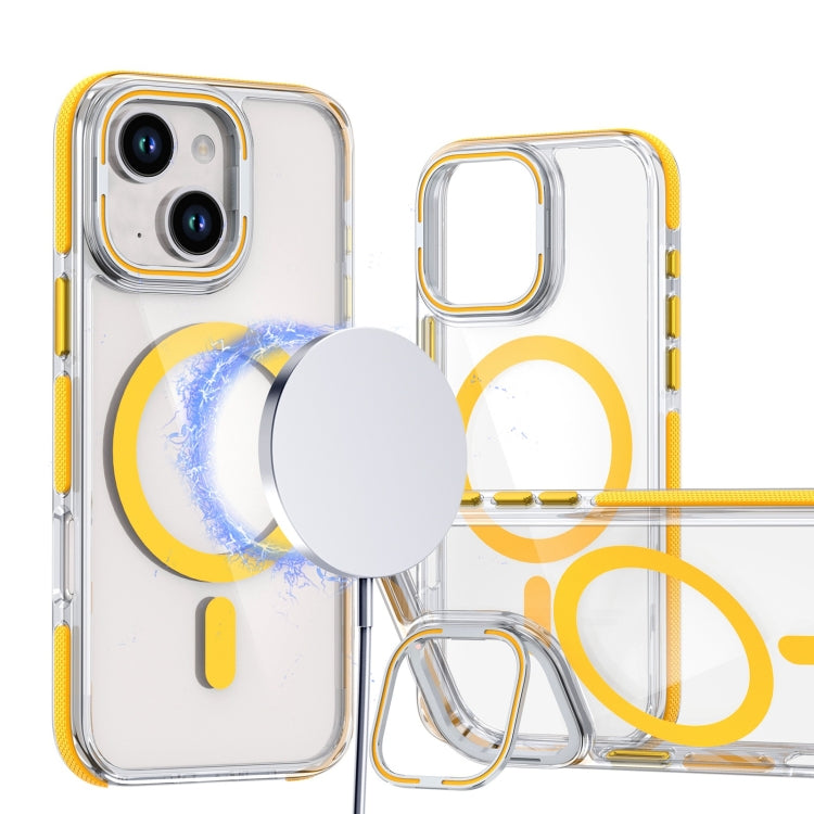 Dual-Color Clear Acrylic Hybrid TPU Lens Flip Holder MagSafe Phone Case, For iPhone 13 / 14, For iPhone 14 Pro, For iPhone 14 Pro Max
