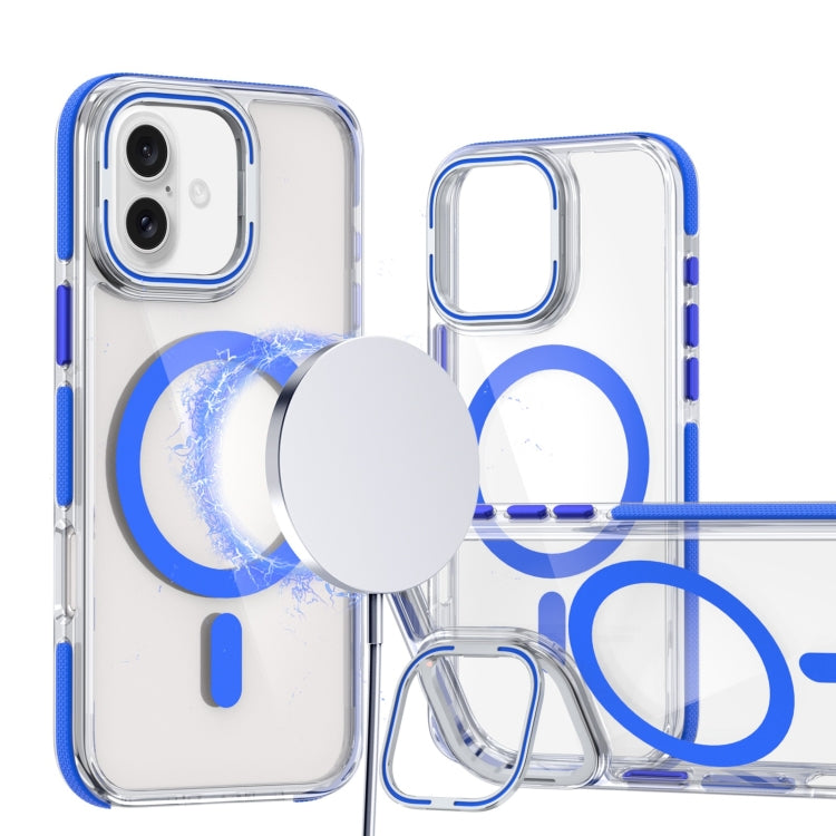 Dual-Color Clear Acrylic Hybrid TPU Lens Flip Holder MagSafe Phone Case, For iPhone 16 Pro Max, For iPhone 16 Pro, For iPhone 16 Plus