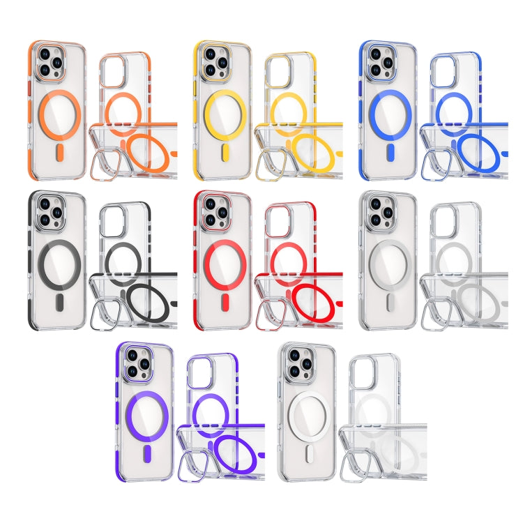 Dual-Color Clear Acrylic Hybrid TPU Lens Flip Holder MagSafe Phone Case, For iPhone 16 Pro Max, For iPhone 16 Pro, For iPhone 16 Plus