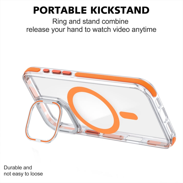 Dual-Color Clear Acrylic Hybrid TPU Lens Flip Holder MagSafe Phone Case, For iPhone 16 Pro Max, For iPhone 16 Pro, For iPhone 16 Plus