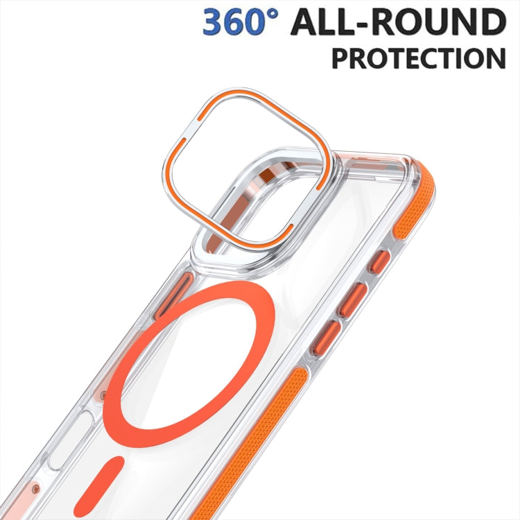 Dual-Color Clear Acrylic Hybrid TPU Lens Flip Holder MagSafe Phone Case, For iPhone 16 Pro Max, For iPhone 16 Pro, For iPhone 16 Plus