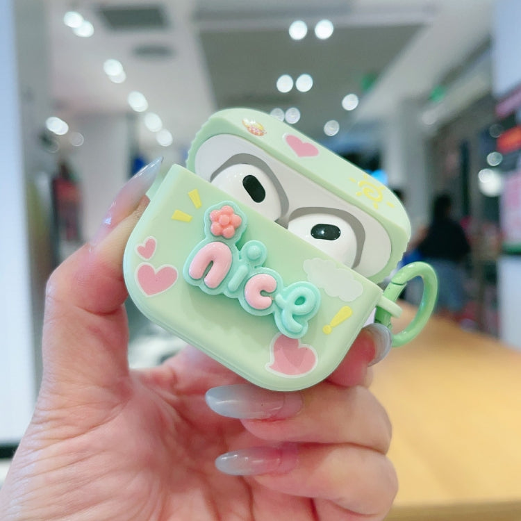 Fresh 3D Text Skin Feel Earbuds Box PC Case, For AirPods Pro 2, For AirPods 3, For AirPods Pro, For AirPods 2 / 1