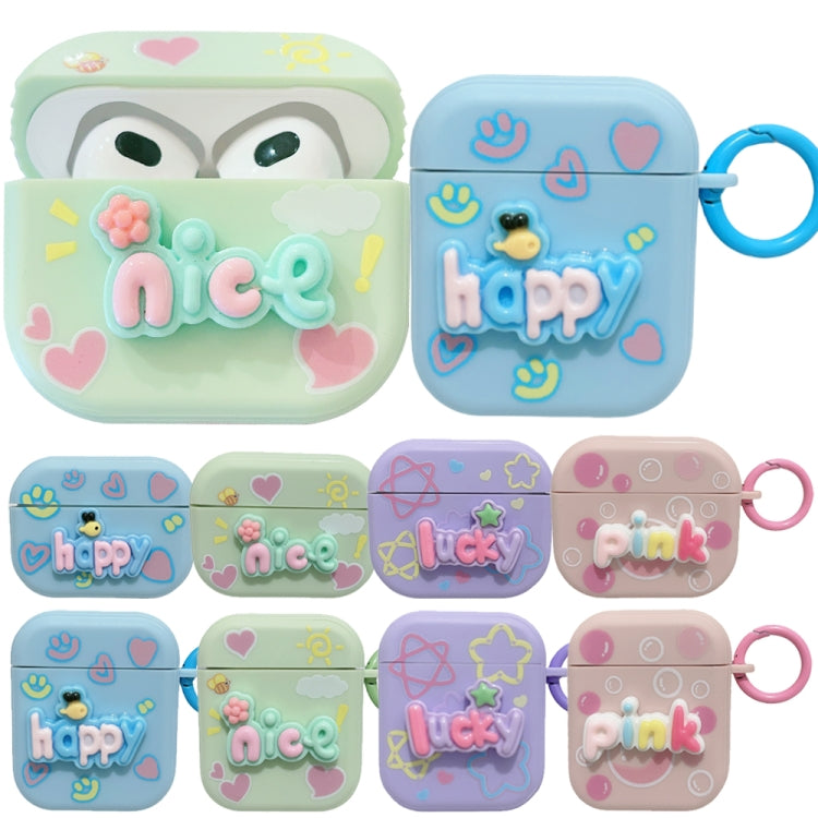 Fresh 3D Text Skin Feel Earbuds Box PC Case, For AirPods Pro 2, For AirPods 3, For AirPods Pro, For AirPods 2 / 1