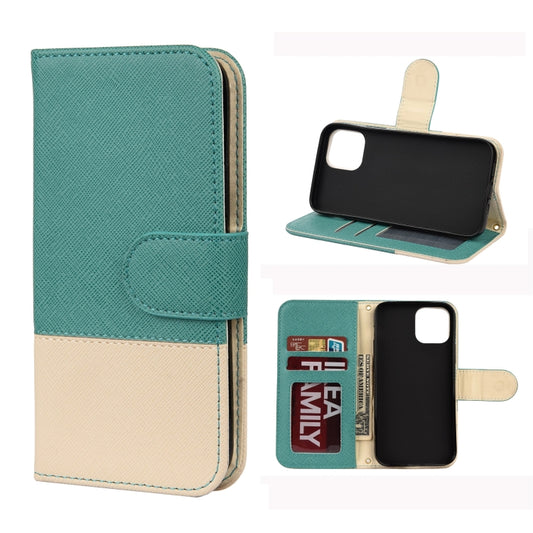 Color splicing pattern detail on premium leather exterior of iPhone 12 Pro Max wallet case