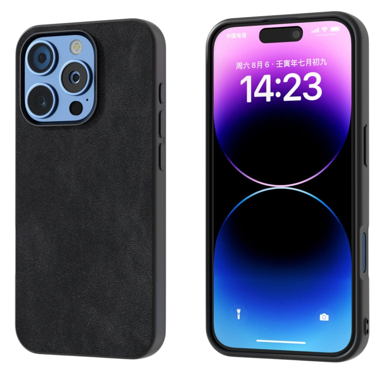 Black Frame PU Leather Full Coverage Phone Case, For iPhone 16 Pro Max, For iPhone 16 Pro, For iPhone 16 Plus, For iPhone 16