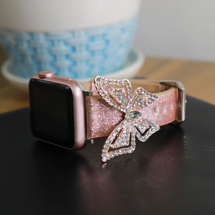 Bowknot Glitter Diamond Replacement Strap Watchband, For Apple Watch 5 & 4 44mm / 3 & 2 & 1 42mm