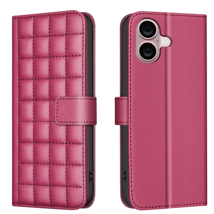 Square Texture Leather Phone Case, For iPhone 16 Plus, For iPhone 16, For iPhone 15 Pro Max, For iPhone 15 Pro