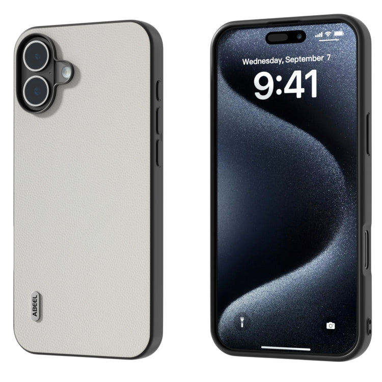 ABEEL Black Frame Genuine Leather Elegant Phone Case, For iPhone 16 Pro Max, For iPhone 16 Pro, For iPhone 16 Plus, For iPhone 16