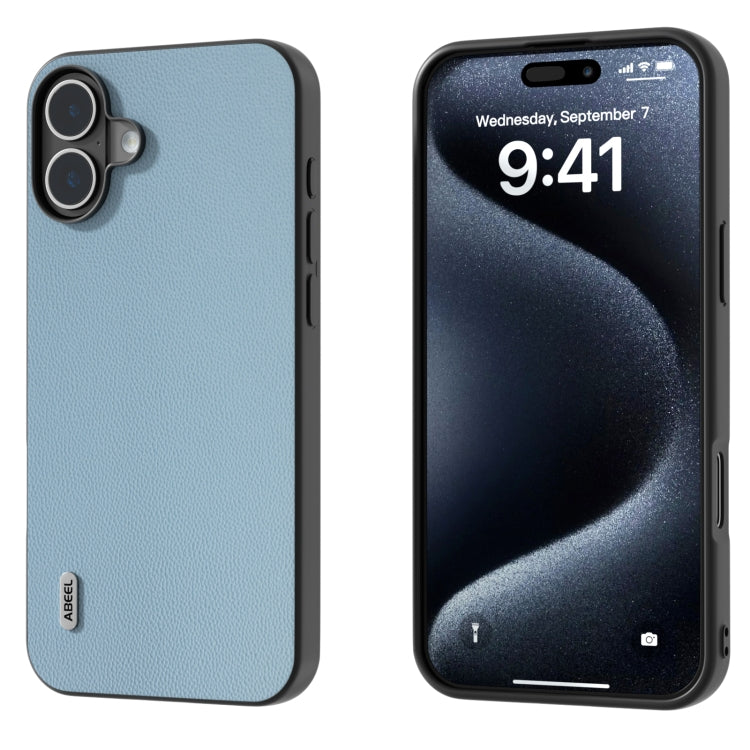 ABEEL Black Frame Genuine Leather Elegant Phone Case, For iPhone 16 Pro Max, For iPhone 16 Pro, For iPhone 16 Plus, For iPhone 16