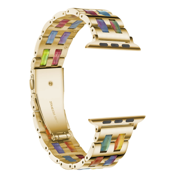 Stainless Steel + Resin Watch Wrist Strap, For Apple Watch 5 & 4 44mm / 3 & 2 & 1 42mm, For Apple Watch Series 8&7 41mm / SE 2&6&SE&5&4 40mm / 3&2&1 38mm, For Apple Watch Series 7 41mm / 6 & SE & 5 & 4 40mm / 3 & 2 & 1 38mm