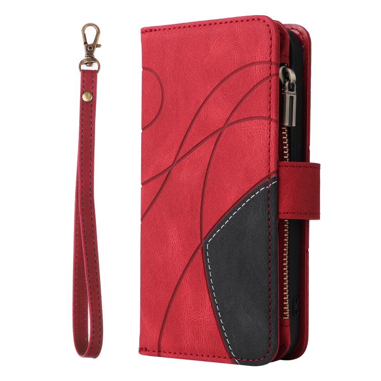 Dual-color 9 Card Slots Zipper Wallet Leather Phone Case, For iPhone Air, For iPhone 16 Pro Max, For iPhone 16 Pro, For iPhone 16 Plus