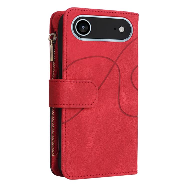 Dual-color 9 Card Slots Zipper Wallet Leather Phone Case, For iPhone Air, For iPhone 16 Pro Max, For iPhone 16 Pro, For iPhone 16 Plus