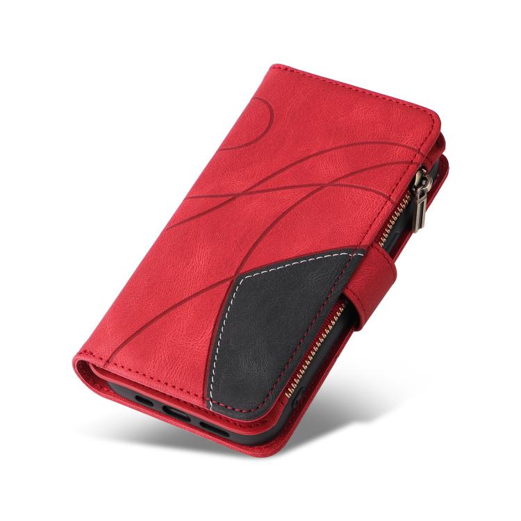 Dual-color 9 Card Slots Zipper Wallet Leather Phone Case, For iPhone Air, For iPhone 16 Pro Max, For iPhone 16 Pro, For iPhone 16 Plus