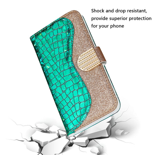 iPhone 12 mini wallet case with crocodile pattern, card slots and coin pocket