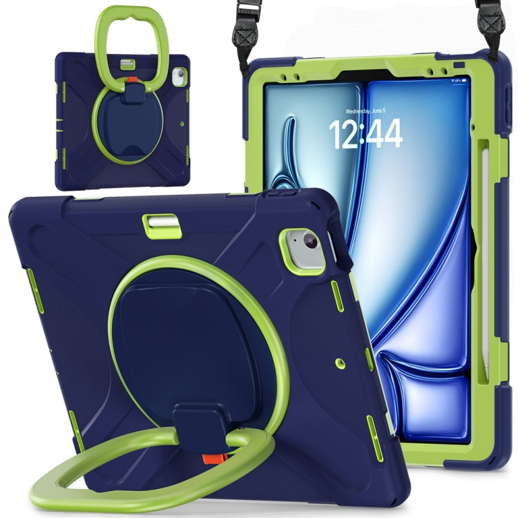 Silicone Hybrid PC Tablet Case with Holder & Shoulder Strap, For iPad Air 13 2026 / 2025 / 2024, For iPad Pro 13 2025 / 2024