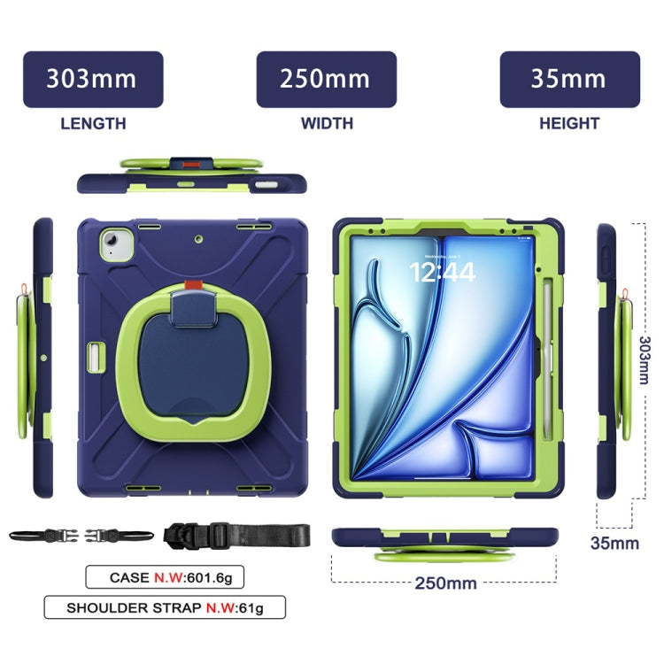 Silicone Hybrid PC Tablet Case with Holder & Shoulder Strap, For iPad Air 13 2026 / 2025 / 2024, For iPad Pro 13 2025 / 2024