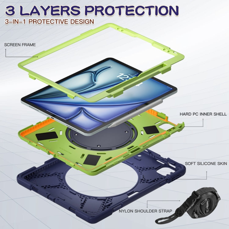 Silicone Hybrid PC Tablet Case with Holder & Shoulder Strap, For iPad Air 13 2026 / 2025 / 2024, For iPad Pro 13 2025 / 2024