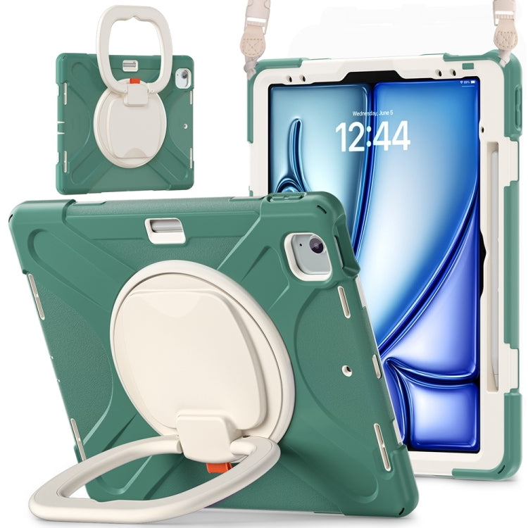 Silicone Hybrid PC Tablet Case with Holder & Shoulder Strap, For iPad Air 13 2026 / 2025 / 2024, For iPad Pro 13 2025 / 2024