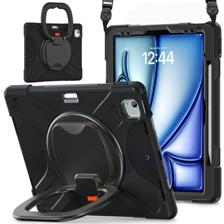 Silicone Hybrid PC Tablet Case with Holder & Shoulder Strap, For iPad Air 13 2026 / 2025 / 2024, For iPad Pro 13 2025 / 2024